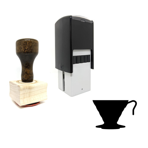 "Pour Over Drip Funnel" rubber stamp with 3 sample imprints of the image