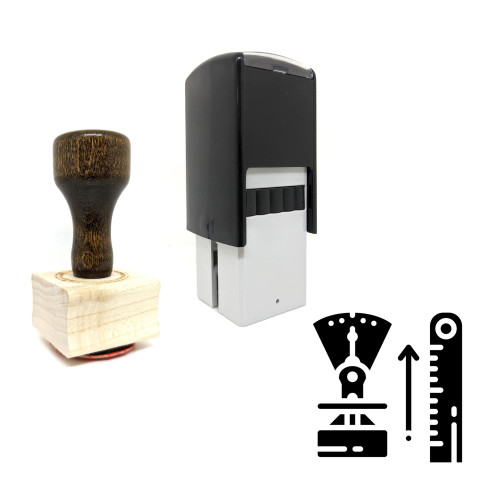 "Measurement" rubber stamp with 3 sample imprints of the image