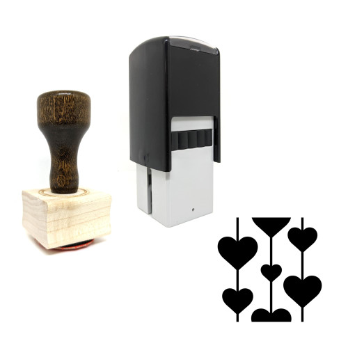 "Heart Pattern" rubber stamp with 3 sample imprints of the image