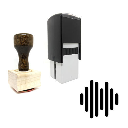 "Sound Frequency" rubber stamp with 3 sample imprints of the image