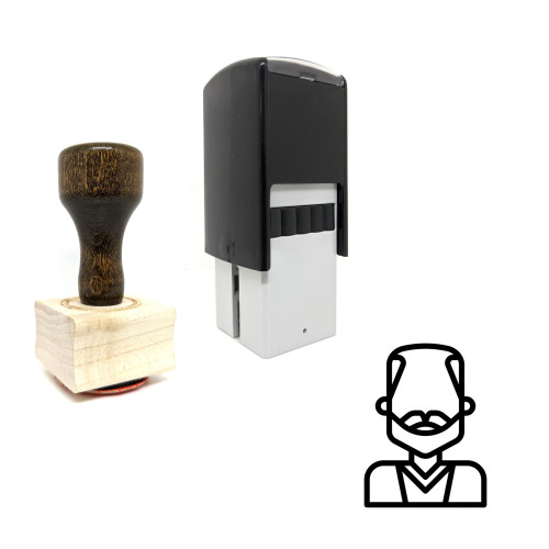 "Old Man" rubber stamp with 3 sample imprints of the image