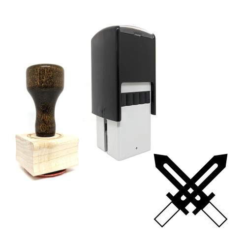 "Swords" rubber stamp with 3 sample imprints of the image