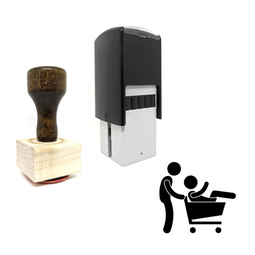 "Shopping Cart Play" rubber stamp with 3 sample imprints of the image "Shopping Cart Play" rubber stamp with 3 sample imprints of the image