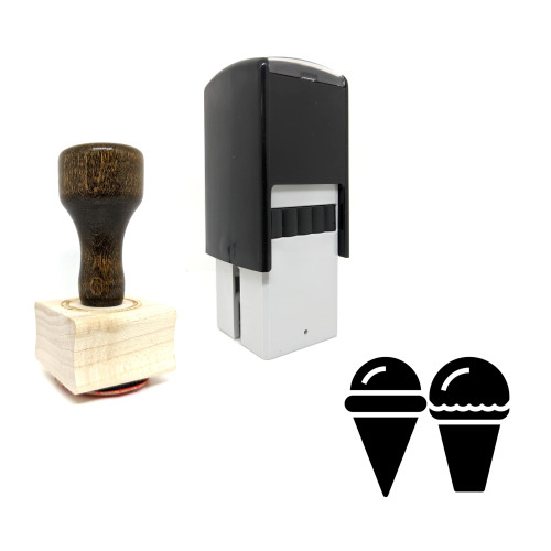 "Ice Cream Cones" rubber stamp with 3 sample imprints of the image