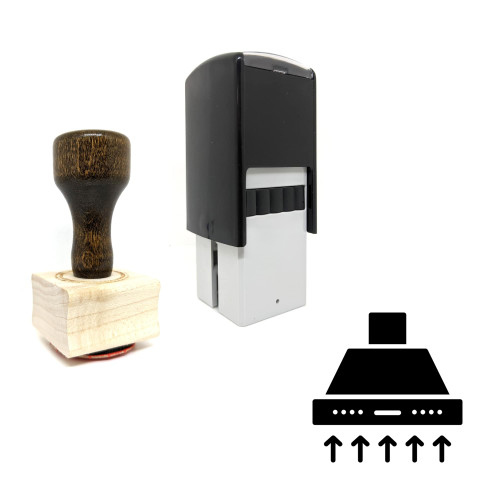 "Exhaust Hood" rubber stamp with 3 sample imprints of the image