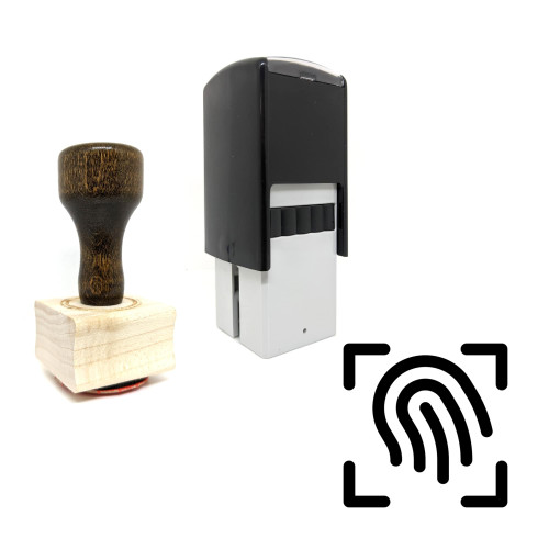 "Fingerprint Scan" rubber stamp with 3 sample imprints of the image