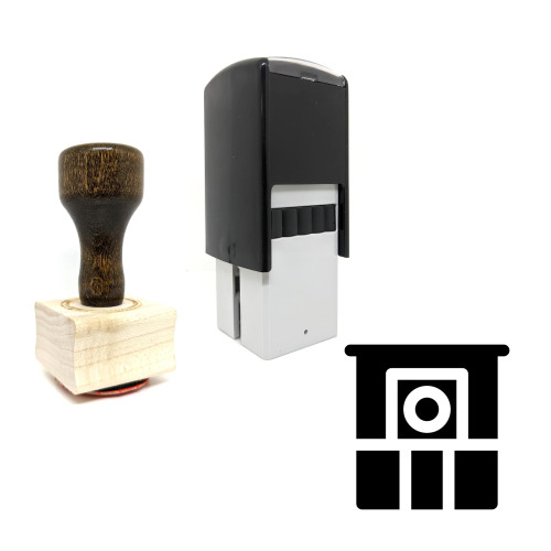 "Ticket Office" rubber stamp with 3 sample imprints of the image