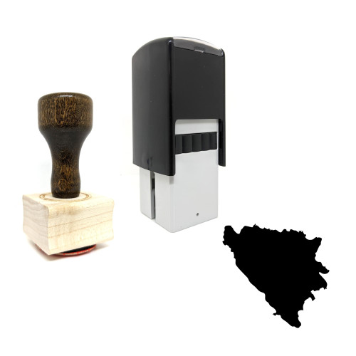 "Bosnia" rubber stamp with 3 sample imprints of the image