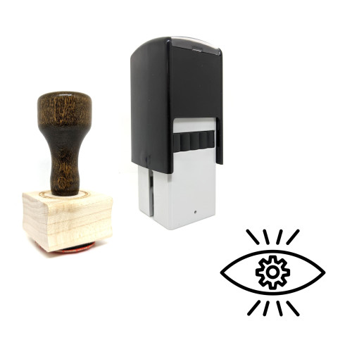 "Mechanical Eye" rubber stamp with 3 sample imprints of the image