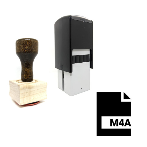 "M4A" rubber stamp with 3 sample imprints of the image