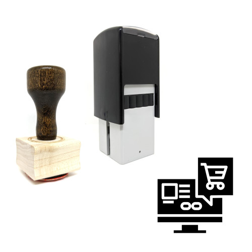 "Online Store" rubber stamp with 3 sample imprints of the image