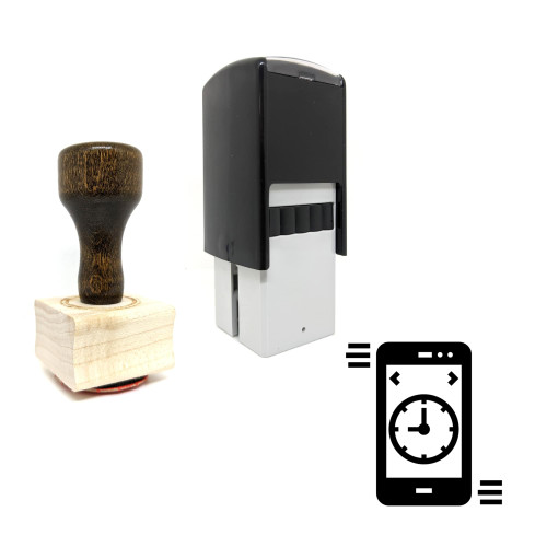 "Mobile Clock" rubber stamp with 3 sample imprints of the image