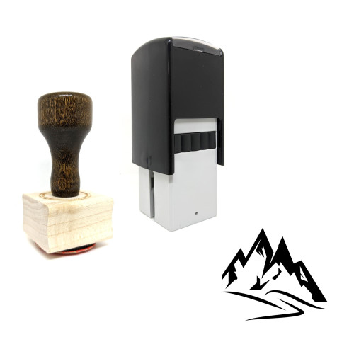 "Mountain" rubber stamp with 3 sample imprints of the image