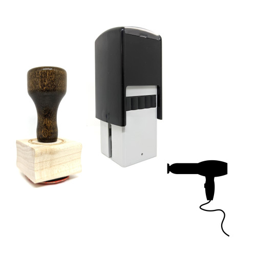 "Hairdryer" rubber stamp with 3 sample imprints of the image