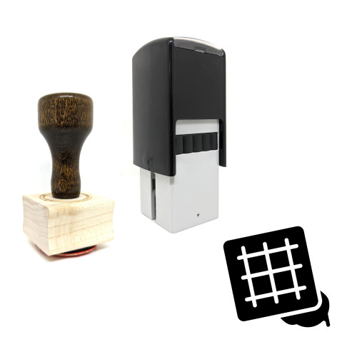 "Waffle" rubber stamp with 3 sample imprints of the image