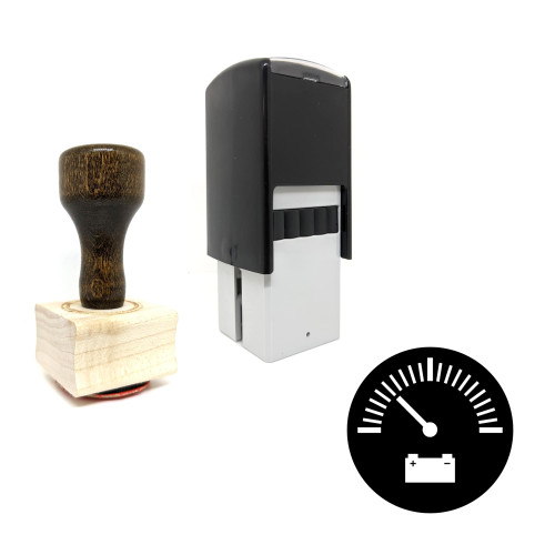 "Battery Gauge" rubber stamp with 3 sample imprints of the image