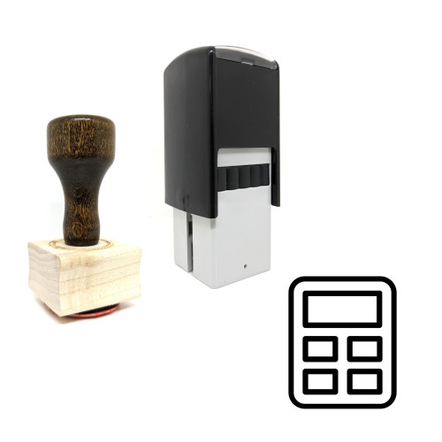 "Calculator" rubber stamp with 3 sample imprints of the image