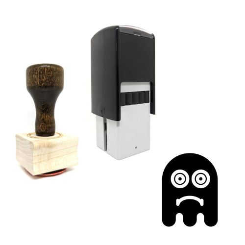 "Ghost Emoji" rubber stamp with 3 sample imprints of the image