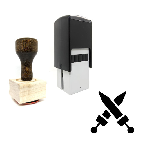 "Swords" rubber stamp with 3 sample imprints of the image