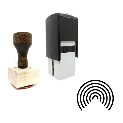 "Target" rubber stamp with 3 sample imprints of the image