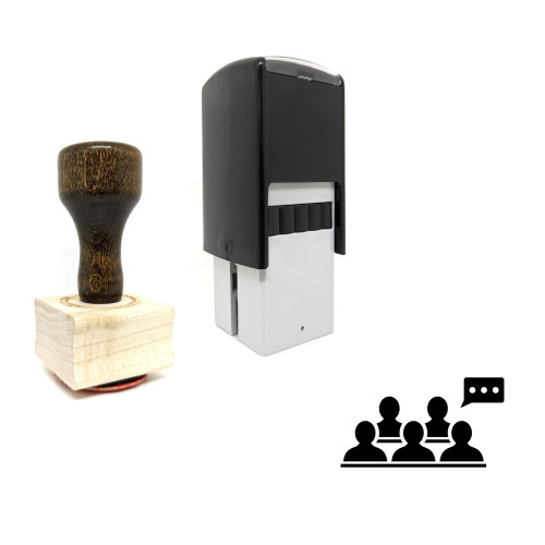 "Speaking" rubber stamp with 3 sample imprints of the image