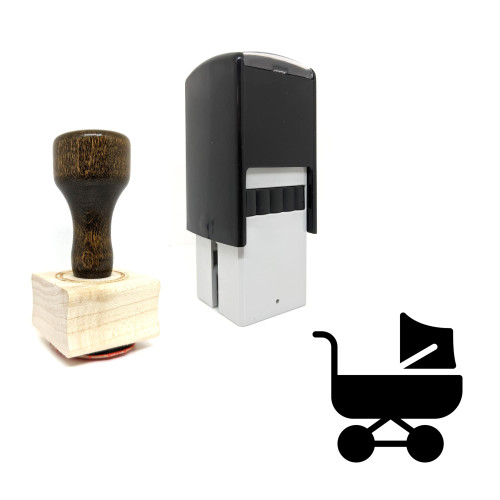 "Pram" rubber stamp with 3 sample imprints of the image