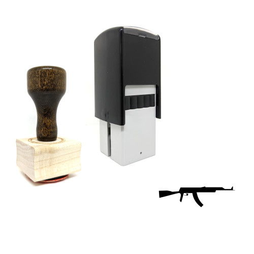 "Gun" rubber stamp with 3 sample imprints of the image