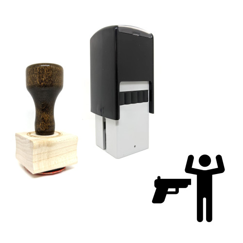 "Armed Robbery" rubber stamp with 3 sample imprints of the image