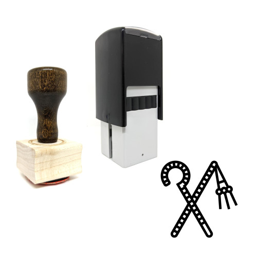 "Scepter Staff" rubber stamp with 3 sample imprints of the image