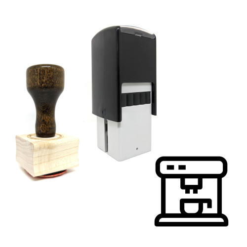 "Espresso Machine" rubber stamp with 3 sample imprints of the image