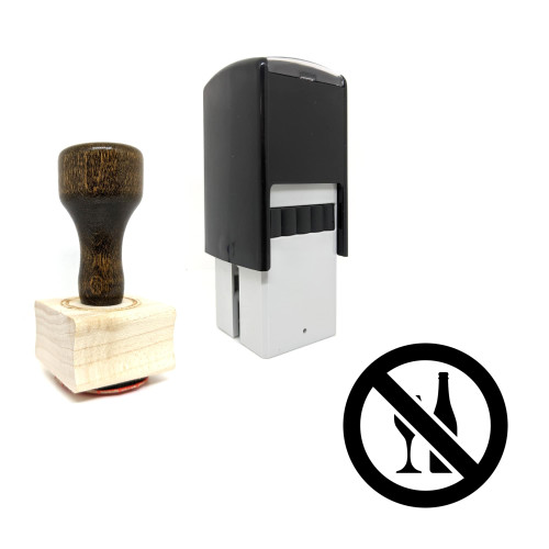 "No Alcohol" rubber stamp with 3 sample imprints of the image