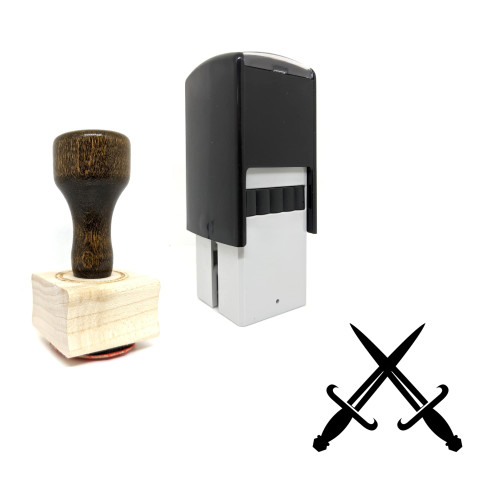 "Swords" rubber stamp with 3 sample imprints of the image