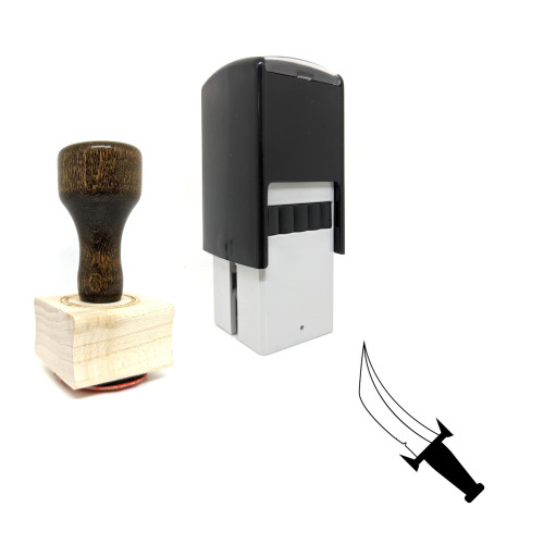 "Dagger" rubber stamp with 3 sample imprints of the image