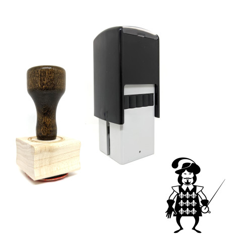 "Musketeer" rubber stamp with 3 sample imprints of the image