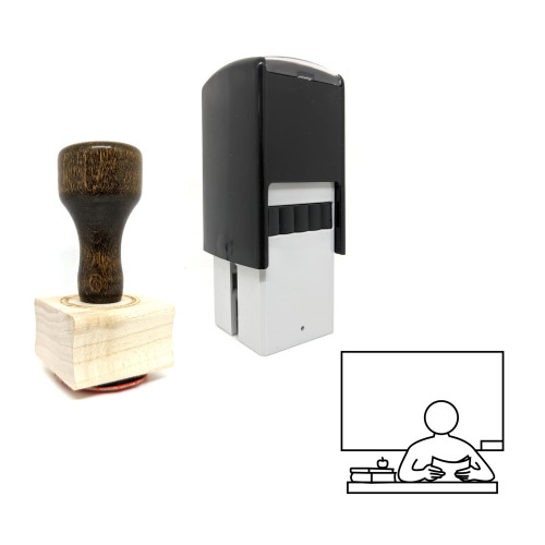 "Teacher" rubber stamp with 3 sample imprints of the image