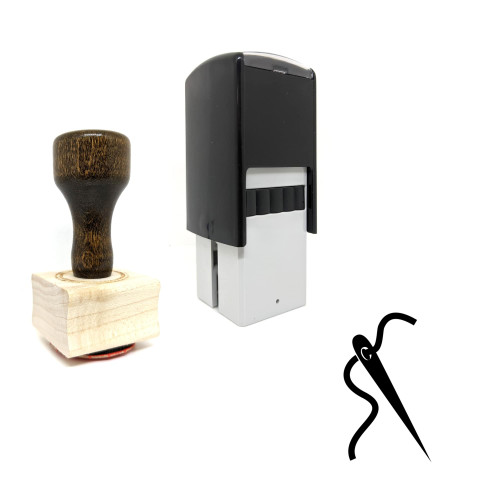 "Needle" rubber stamp with 3 sample imprints of the image