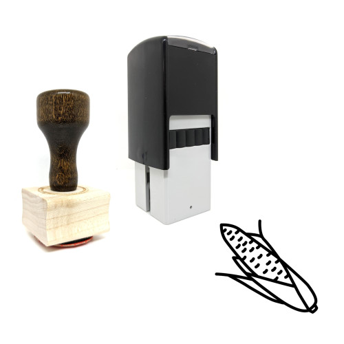 "Corn" rubber stamp with 3 sample imprints of the image