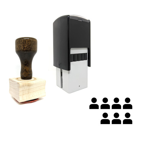 "Seven People" rubber stamp with 3 sample imprints of the image