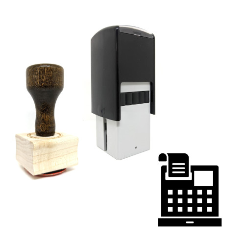 "Cash Register Machine" rubber stamp with 3 sample imprints of the image