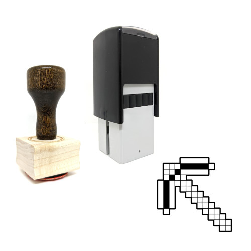 "Pickaxe" rubber stamp with 3 sample imprints of the image