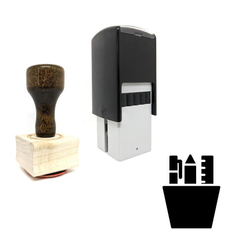 "Pencil Cup" rubber stamp with 3 sample imprints of the image