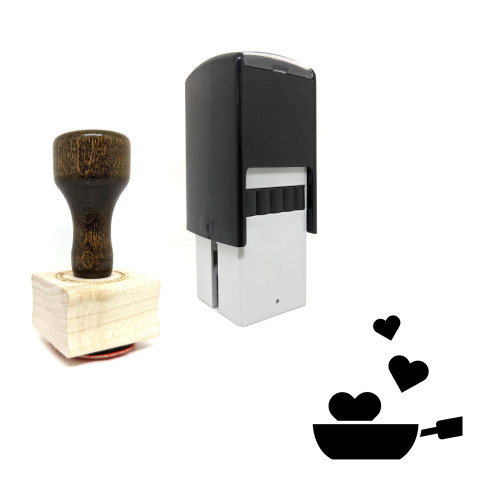 "Love Cooking" rubber stamp with 3 sample imprints of the image