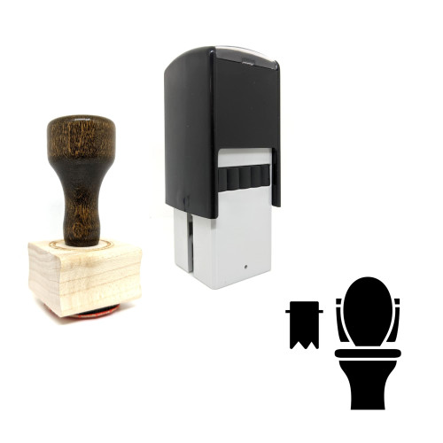 "Toilet" rubber stamp with 3 sample imprints of the image