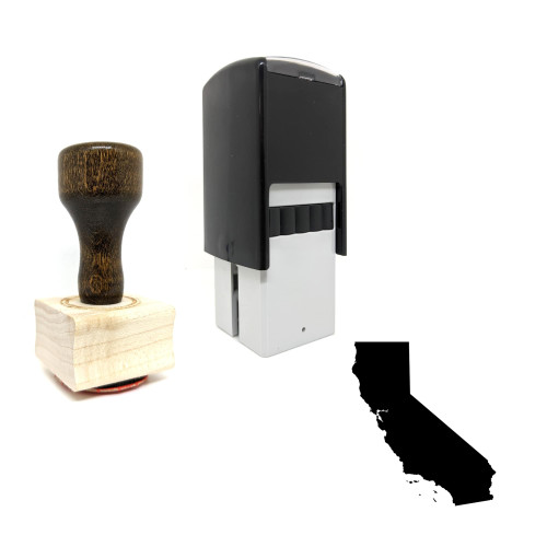 "California Map" rubber stamp with 3 sample imprints of the image
