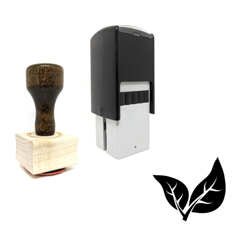 "Bipartite Leaf" rubber stamp with 3 sample imprints of the image