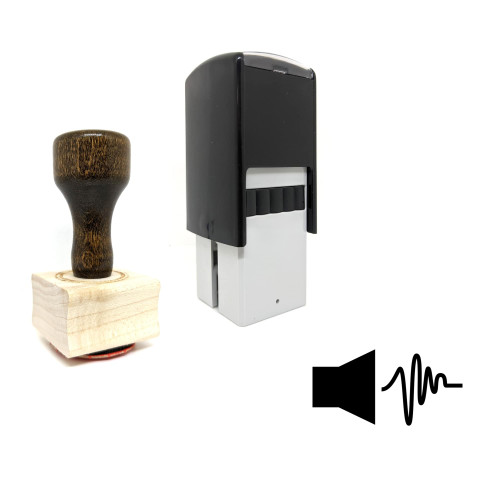 "Audio" rubber stamp with 3 sample imprints of the image