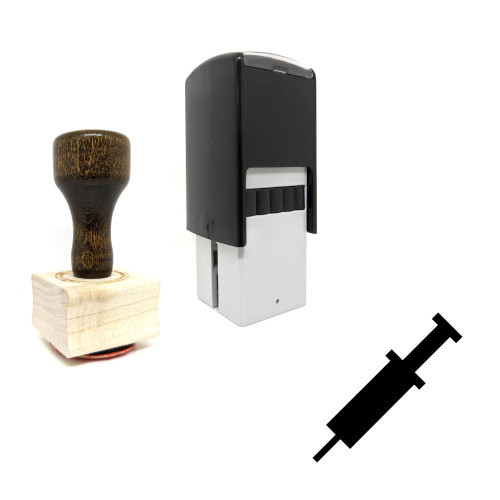 "Hypodermic Needle" rubber stamp with 3 sample imprints of the image