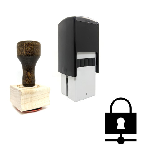 "Lock Network" rubber stamp with 3 sample imprints of the image