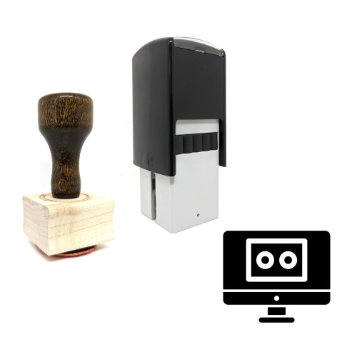 "Monitor Recording" rubber stamp with 3 sample imprints of the image