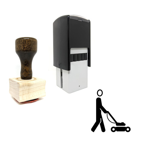 "Lawnmower" rubber stamp with 3 sample imprints of the image